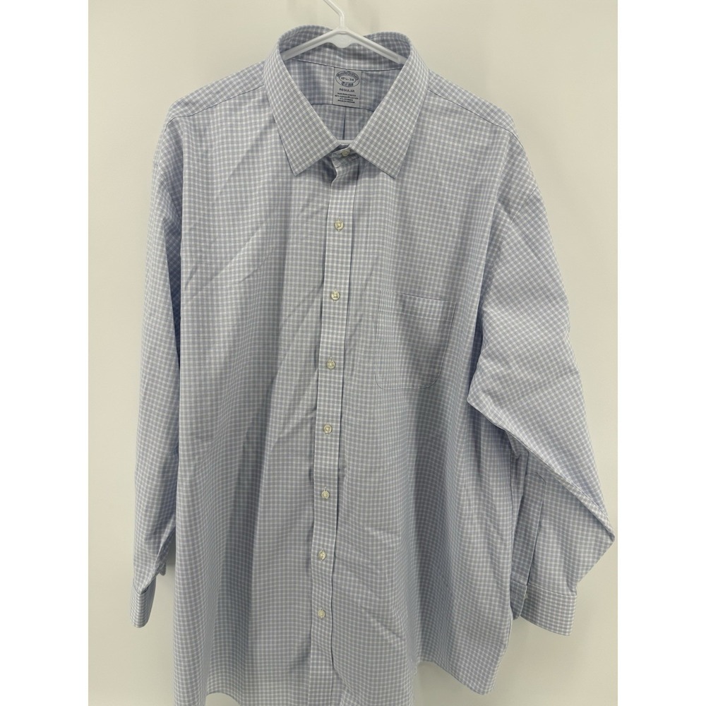 Brooks Brothers Shirt Mens 18.5 35 Blue White Supima cotton Button Down